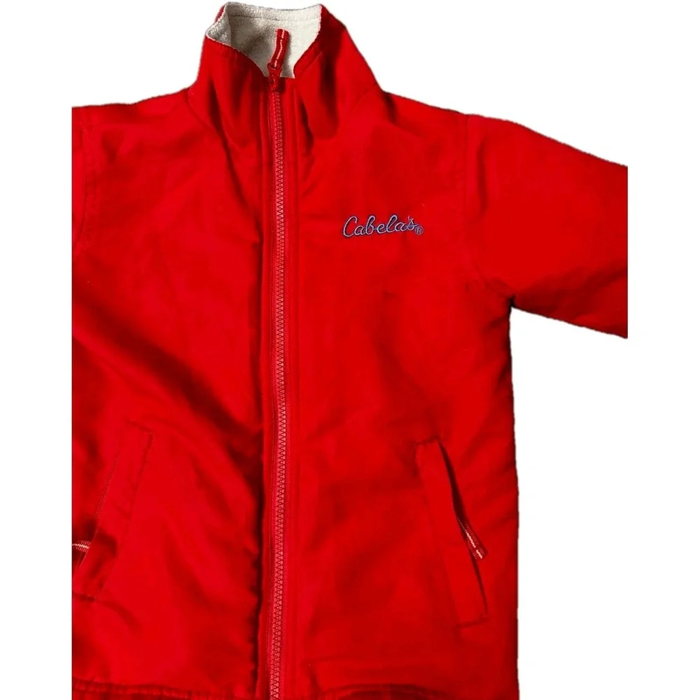 Cabela's Youth Full-Zip Jacket - Solid Red - Fleece Lined - No Hood Size S (6/7)